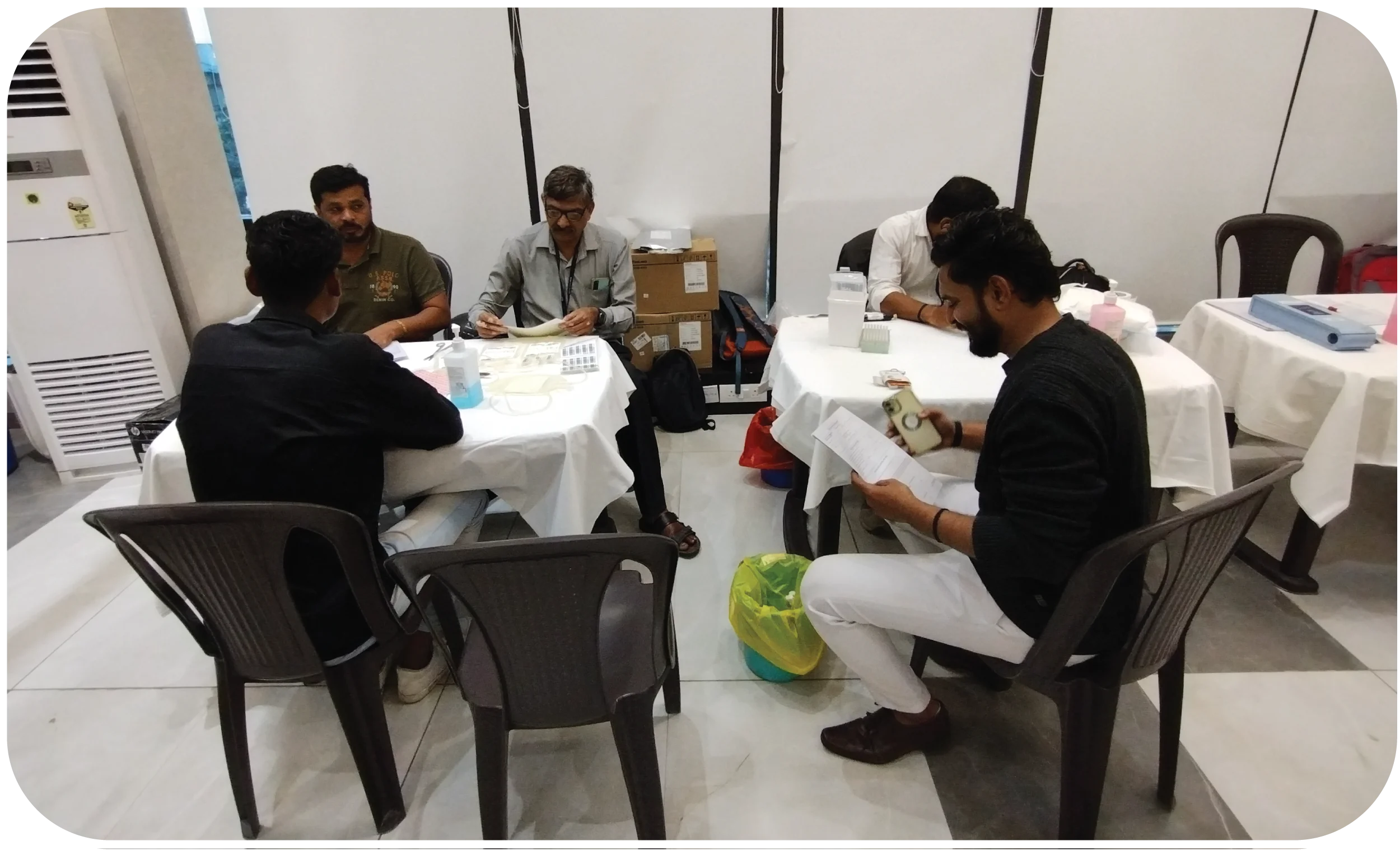 Healthcare staff managing donor registration and documentation